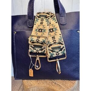 Crossbody Purse Strap Green Tan Black Woven Aztec Bag Strap Guitar Strap NEW